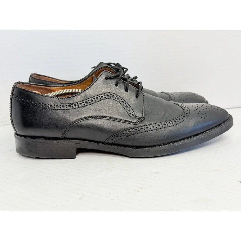 Johnston & Murphy Men's Oxford Leather Wingtip Sheepskin Shoes Sz 13M Black